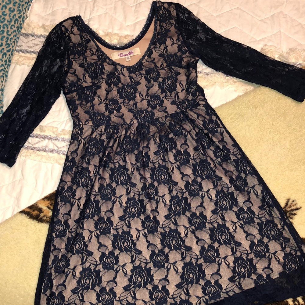 Francesca’s Navy Lace Dress